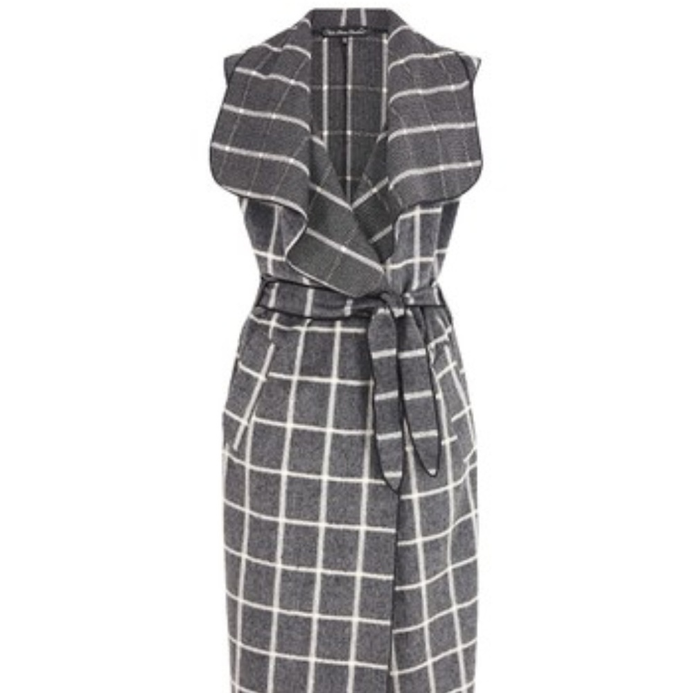 Long ONE SIZE Grey window pane vest